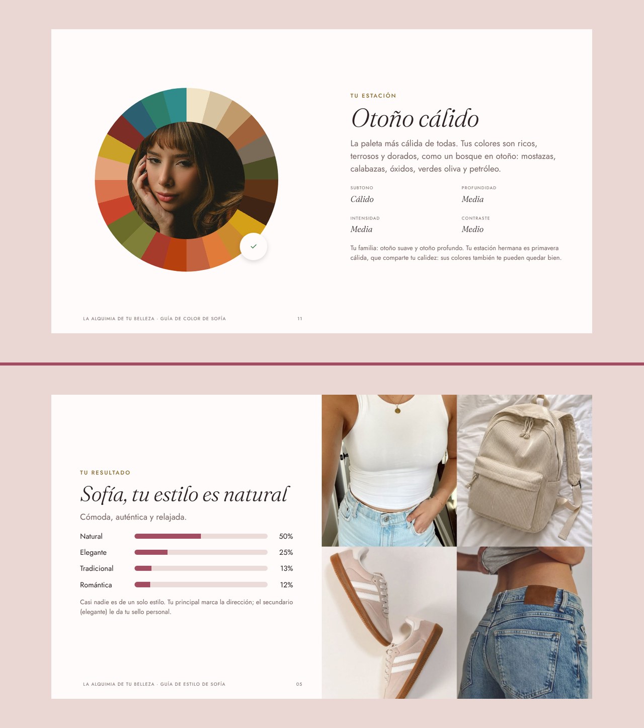 Una página de la guía de color y una de la guía de estilo