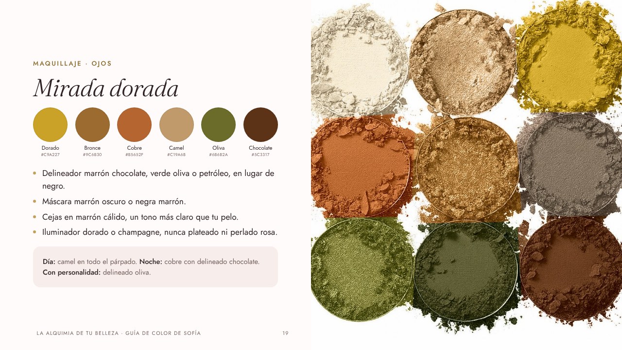 Página de la guía de color: sombras de ojos