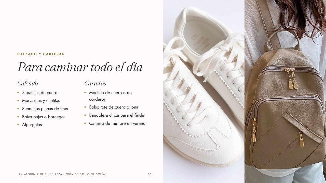Página de la guía de estilo: calzado y carteras
